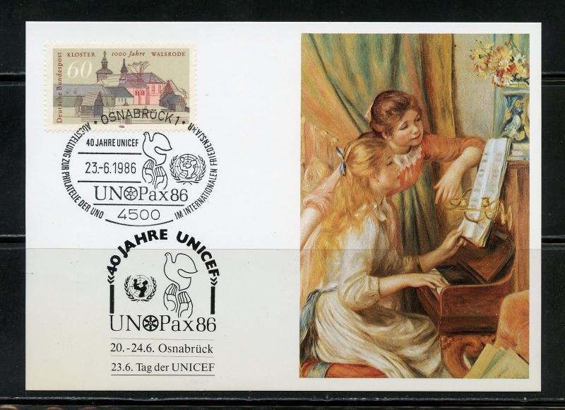 UNITED NATIONS  1986  GROUP OF 9  OFFICIAL UNICEF MAXIMUM CARDS SHOW CANCELED