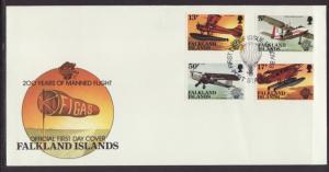 Falkland Islands 383-386 Airplanes U/A FDC