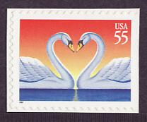 3124 Love Swans 55-cent self-adhesive single