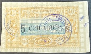 SOMALI COAST # 28-USED---SINGLE---IMPERFORATE AS ISSUED---1902