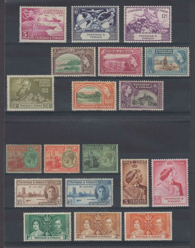 BC TRINIDAD & TOBAGO 1922-53 Sc 28, 32-3, 47-49, 62-69, 74, 76-79 MINT+ SCV$53+