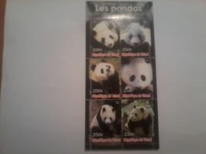 TCHAD CHAD SHEET USED WILDLIFE PANDA BEARS