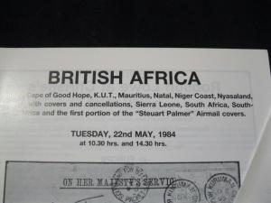 CHRISTIES LOWE AUCTION CATALOGUE 1984 BRITISH AFRICA