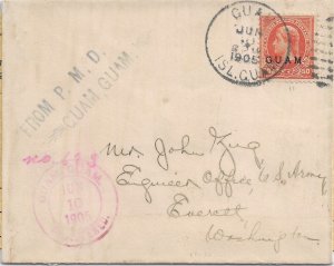 Guam to Everett, Wa. 1905 w/Foundation cert solo Guam Sc #11, RARE cover (hk0009