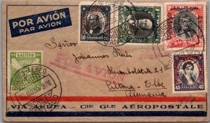 SCHALLSTAMPS CHILE 1930 AIRMAIL COVER MULT FRANKING ADDR GERMANY CANC SANTIAGO