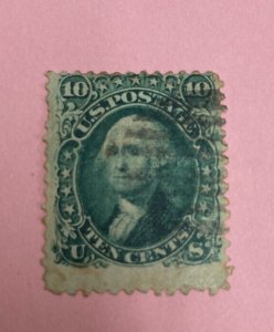 KAPPYSTAMPS US #68 1861 CIVIL WAR ISSUE 10c WASHINGTON USED BARGAIN HUNTER #H223