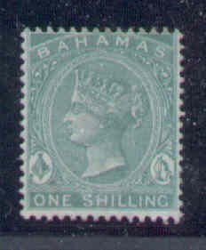 Bahamas-Sc #22-unused,hinged-1sh green QV-1882-98-