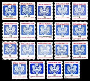 Scott O135-O162 18 Different 1c to 41c Official Issues Mint F-VF NH Cat $12.75