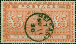 GB 1867-83 £5 Orange SG137 Fine Used Example Lovely Fresh Colour