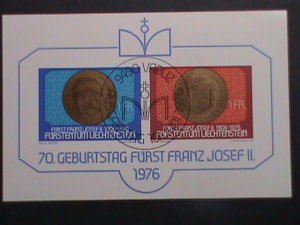 LIECHTENSTEIN-1976 SC#590- 70TH BIRTHDAY- PRICE FRANZ JOSEPH II IMPERF CTO S/S