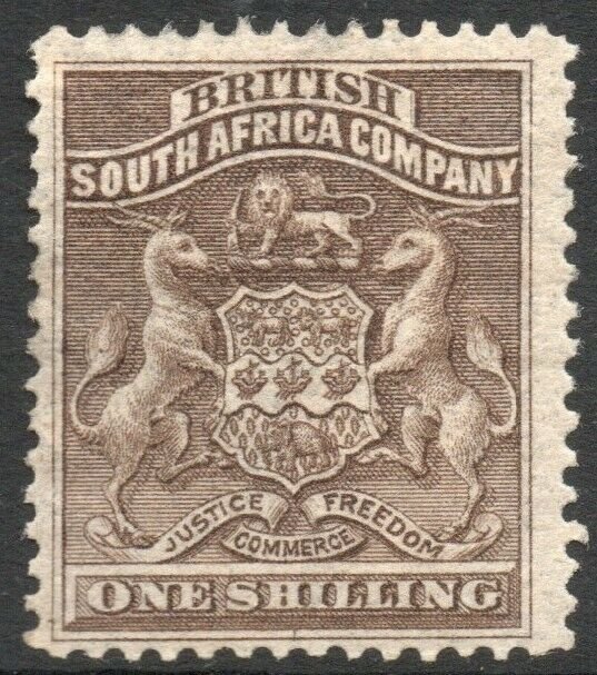 RHODESIA-1892-93 1/- Grey-Brown Sg 4 MOUNTED MINT V37843