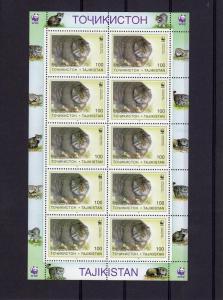 10 x Tajikistan 1996 WWF Pallas Cats 6 Sheetlets  (600 values)   MNH  Sc # 92-7