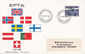 Denmark 1967 European Free Trade Association First Day Cover.Flags Address Label