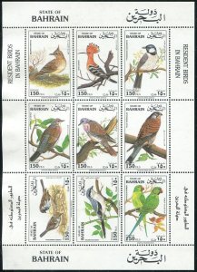 Bahrain 372 ai sheet,MNH. Mi 432-440 klb. Indigenous birds, 1991. Falcon, Parrot