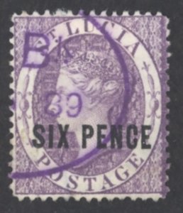 St. Lucia Sc# 22 Used 1883-1884 6p violet Queen Victoria