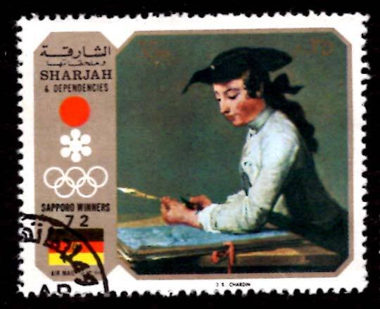 Sharjah 35DH J. Siméon Chardin Olympic Games Flag Paintings Sapporo 1972 MI....