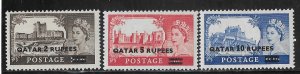 Qatar SC #13-15  overprinted QE set of 3  OG VF