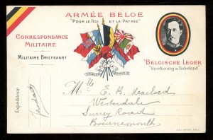 c1917 Armee Belge Used Postcard with Painted Color Scene en lieu of Remarks