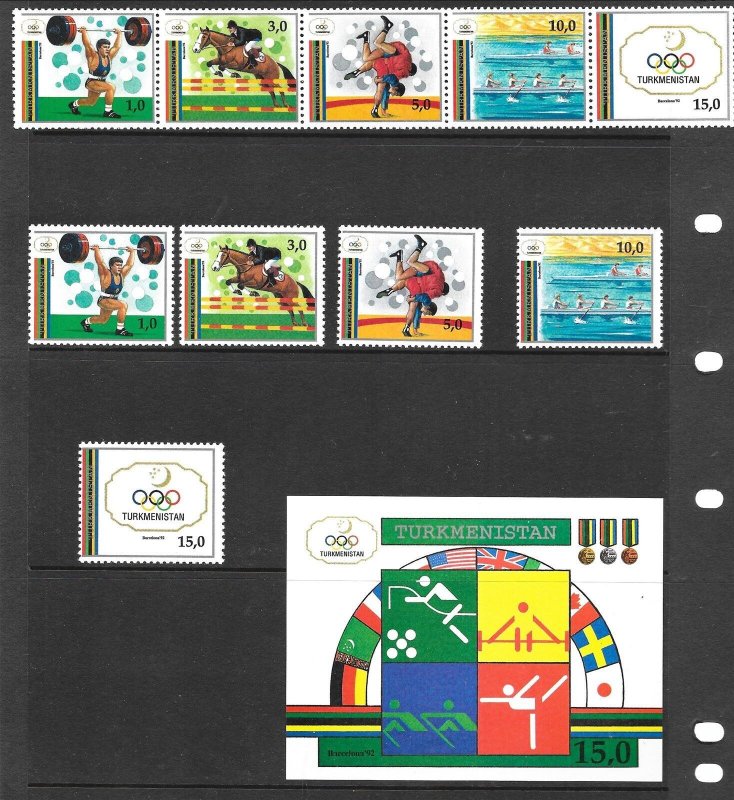 TURKMENISTAN Sc 22-23 NH 5V+STRIP+S/S of 1993 - OLYMPICS