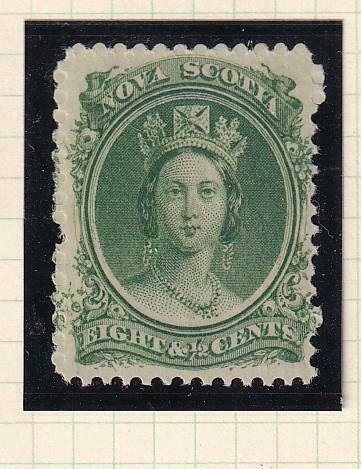 NOVA SCOTIA (ns) # 11-VF-MNH 8.5cts GREEN YELLOWISH PAPER CAT VALUE $30+