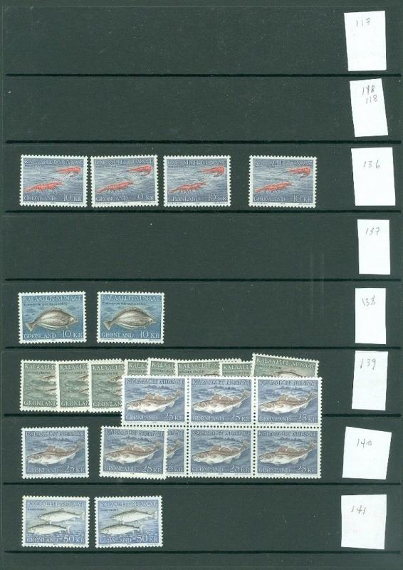 EDW1949SELL : GREENLAND Collection between Scott #82//157 All VFMNH Cat $264.40+