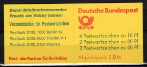 Germany Bund Scott # 1231b, mint nh, stamp booklet Michel # MH22amK1