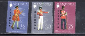 BARBUDA #109-111 1973 UNIFORMS MINT VF NH O.G