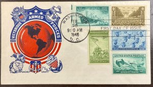 939 Cachet Craft/Boll WWII Patriotic Combo Cover w/other Military Stamps 1946