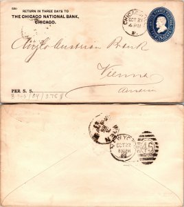 1889 CHICAGO ILLINOIS POSTAL STATIONARY TO VIENNA AUSTRIA ( Postal History ),...