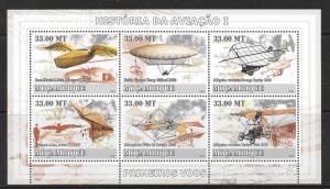 MOZAMBIQUE  2009 HISTORY OF AVIATION (3) MNH