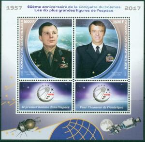 CONGO - 2017 - Space, Gagarin, Shepard - Perf 2v Sheet - MNH