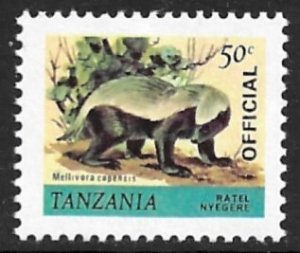 TANZANIA 1980 50c Ratel Wildlife OFFICIAL Sc O30 MNH