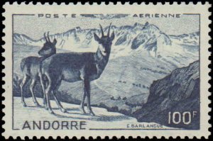 Andorra French Administration #C1, Complete Set, 1950, Animals, Never Hinged