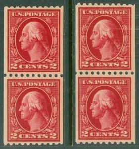 EDW1949SELL : USA 1914 Sc #442. 2 Coil pairs. VF-XF, Mint Never Hinged. Cat $110