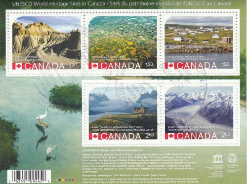 Canada 2015 Unesco World Heritage Sites Souvenir Sheet, #2857 Used