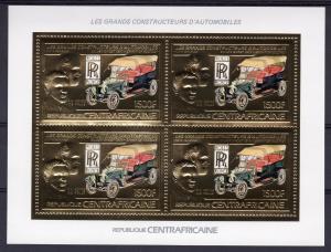 Central African 1983 Sc#594A ROLLS ROYCE Gold Foil Mini-Sheetlet (4) Perf.MNH