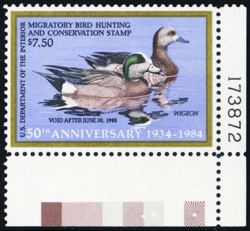 RW51, Mint VF NH $7.50 Federal Duck Stamp With PL#