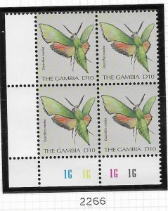 Gambia #2266 10d Butterflies position block of 4 (MNH) CV $8.40