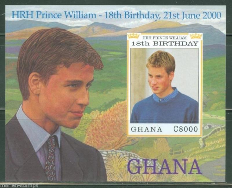 GHANA  IMPERF 18th BIRTHDAY OF PRINCE WILLIAM   SOUVENIR SHEET SC#2183   MINT NH