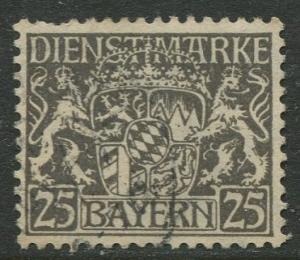 Bavaria -Scott O15- Coat of Arms -1916-17 - Used - 25pf Stamp