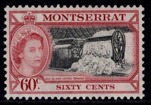 MONTSERRAT QEII SG146, 60c black & carmine, LH MINT. Cat £10.