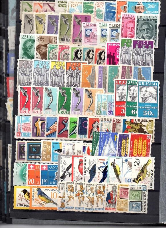 Uruguay MNH stamp collection lot 1898 to 1990 $$ regular + air mail + blocks BOB