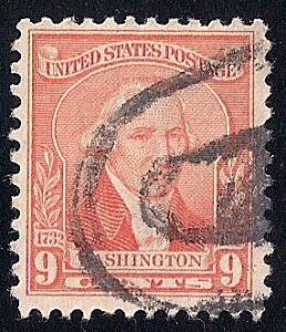 714 9 cent Washington, Williams, Pale Red Stamp used F-VF