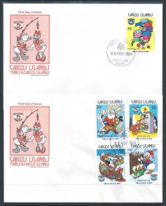 Caicos #54-8 (2 FDC) Disney - Christmas '84