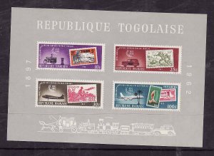 Togo-Sc#C34a- id7-unused NH sheet-Trains-Locomotives-Stamp on Stamp-Planes-1963-