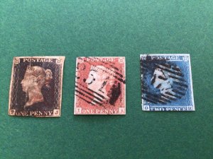 Great Britain Penny Black &  Early Queen Victoria stamps  Ref 61759