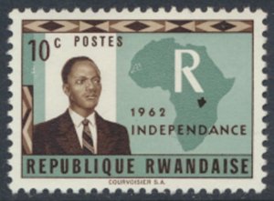 Rwanda  SC# 1  no gum no cancel Independence   see details/scans 