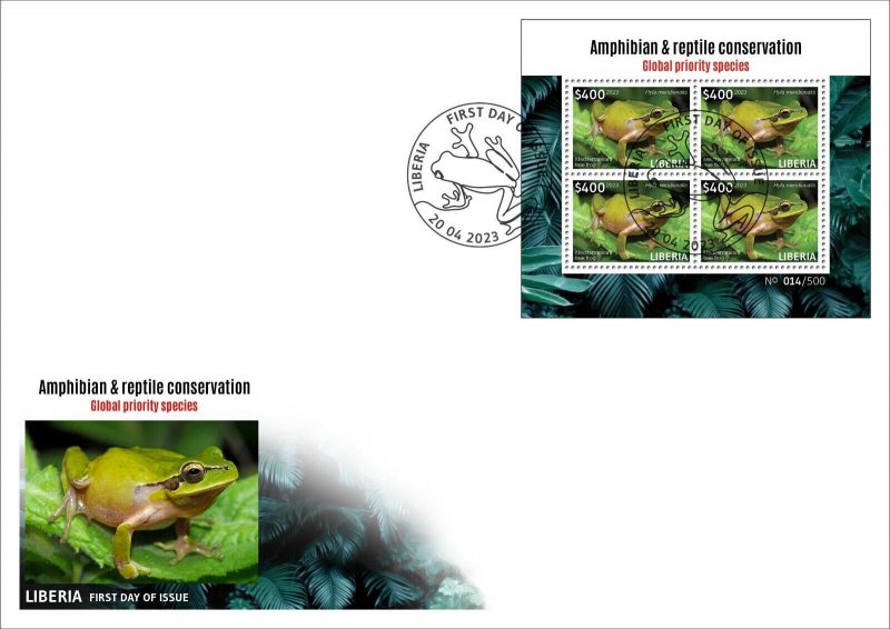 LIBERIA 2023 SET OF 6 X FDC (REG & ORIGINAL PACKAGING) - AMPHIBIANS FROG FROGS ALGERIA NEWT-