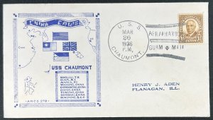 U.S.A. Postal History - USS CHAUMONT - CHINA CRUISE - GUAM (1936) Cover