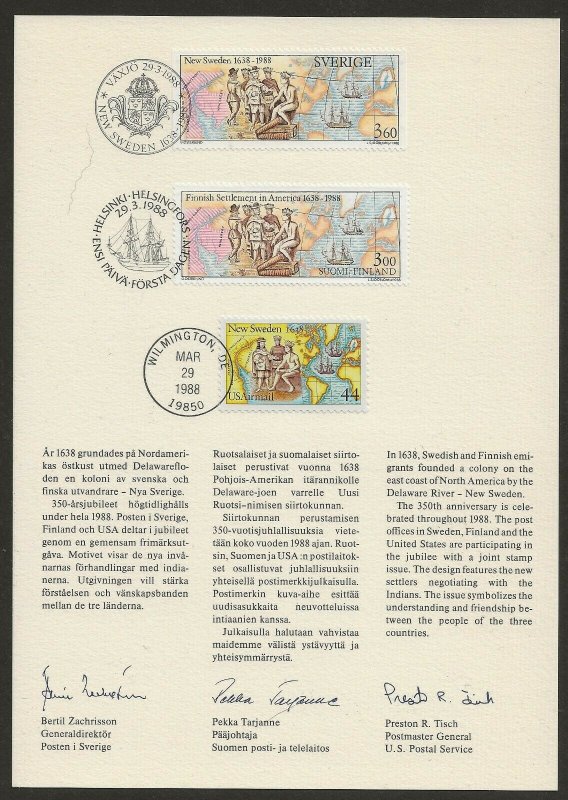 US/Finland/Sweden Joint Issue Sc #C117 / #1672 / #768 Letter & Folder